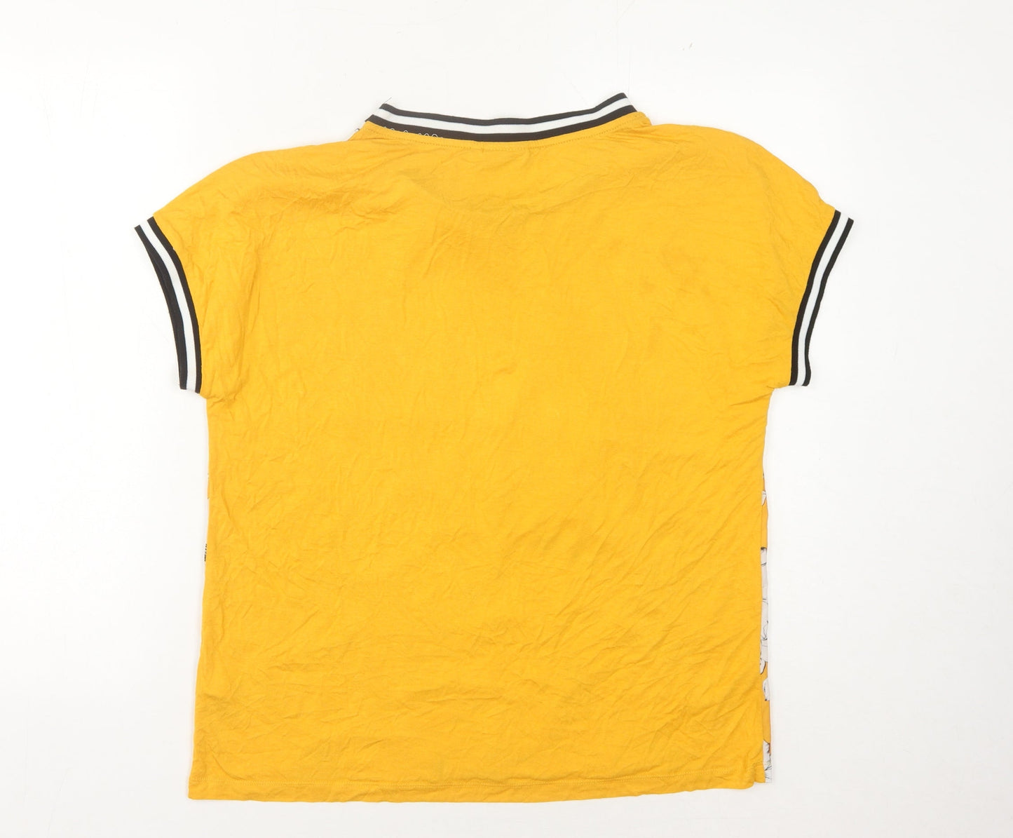 b.young Women's Yellow Floral Ringer T-Shirt, M