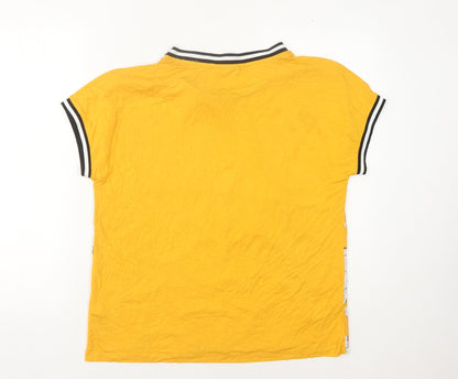 b.young Women's Yellow Floral Ringer T-Shirt, M