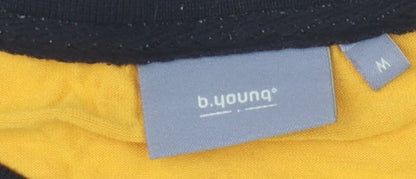 b.young Women's Yellow Floral Ringer T-Shirt, M