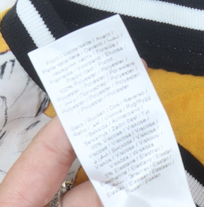 b.young Women's Yellow Floral Ringer T-Shirt, M