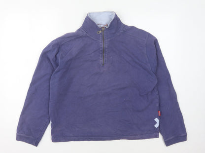 White Stuff Women's Blue Henley Sweatshirt, Size 6