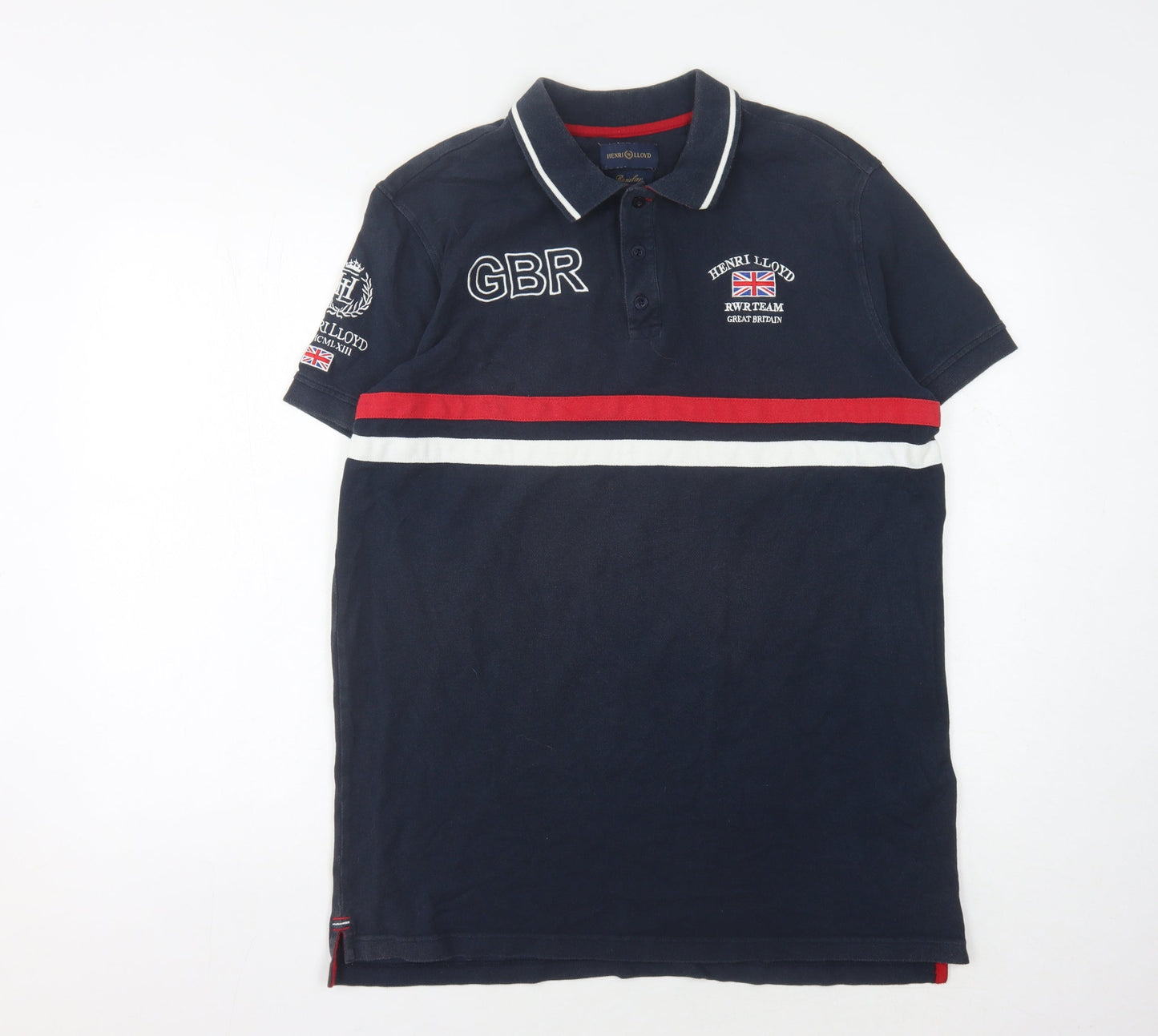 Henri Lloyd Men's Blue Polo L Colourblock Style