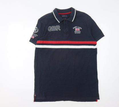 Henri Lloyd Men's Blue Polo L Colourblock Style