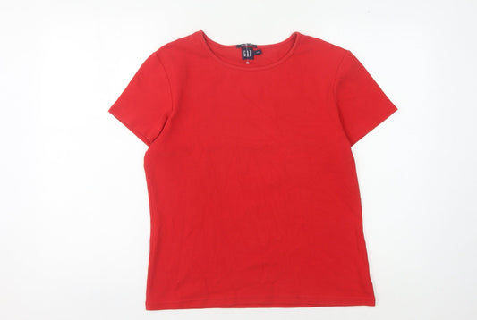 Gap Women's Red Basic T-Shirt Large Short Sleeve