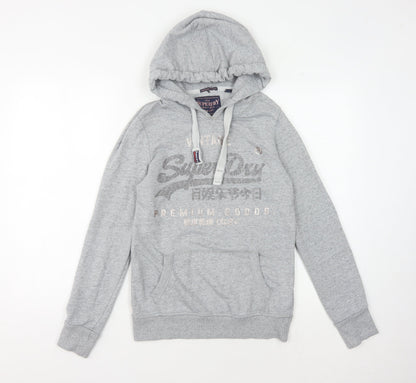 Superdry Women's Grey XS Pullover Hoodie Casual Logo