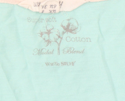 White Stuff Women's Blue Tank, Size 8, V-Neck with Crochet