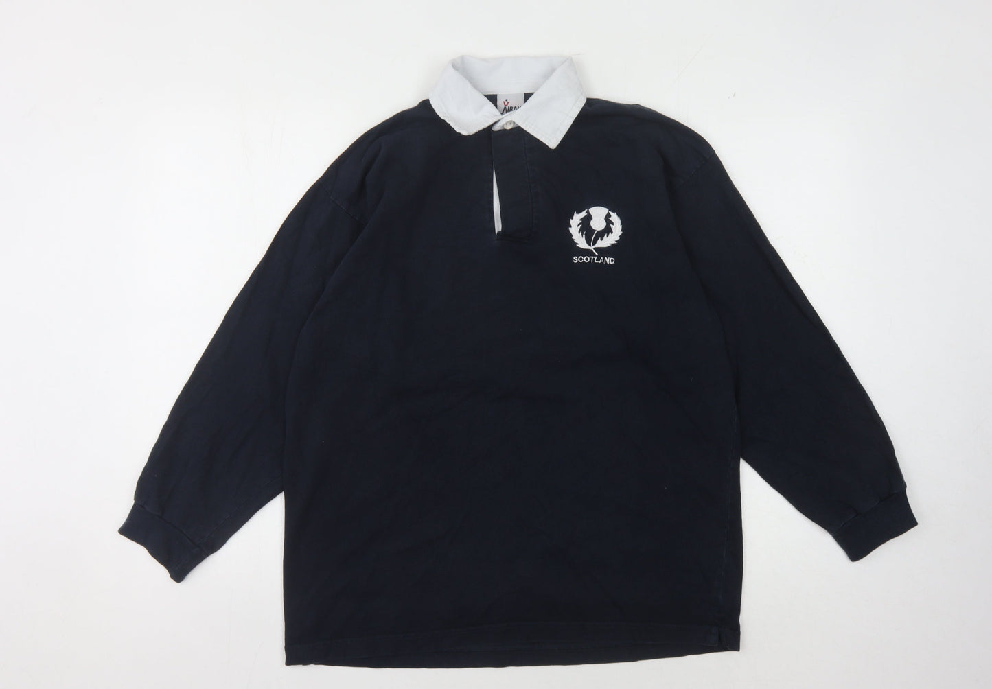 AIRAK Men's Black Rugby Polo M Long Sleeve Cotton