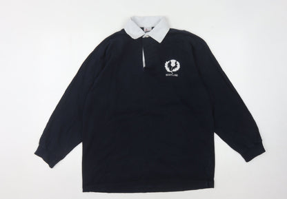 AIRAK Men's Black Rugby Polo M Long Sleeve Cotton