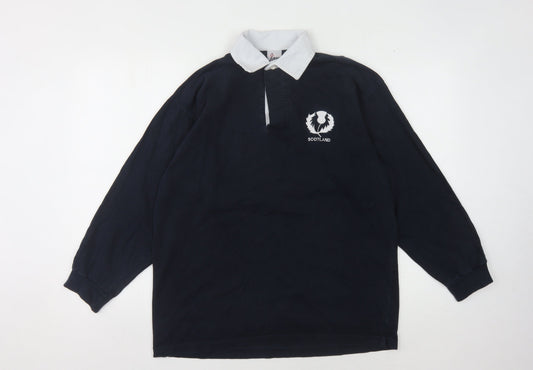 AIRAK Men's Black Rugby Polo M Long Sleeve Cotton