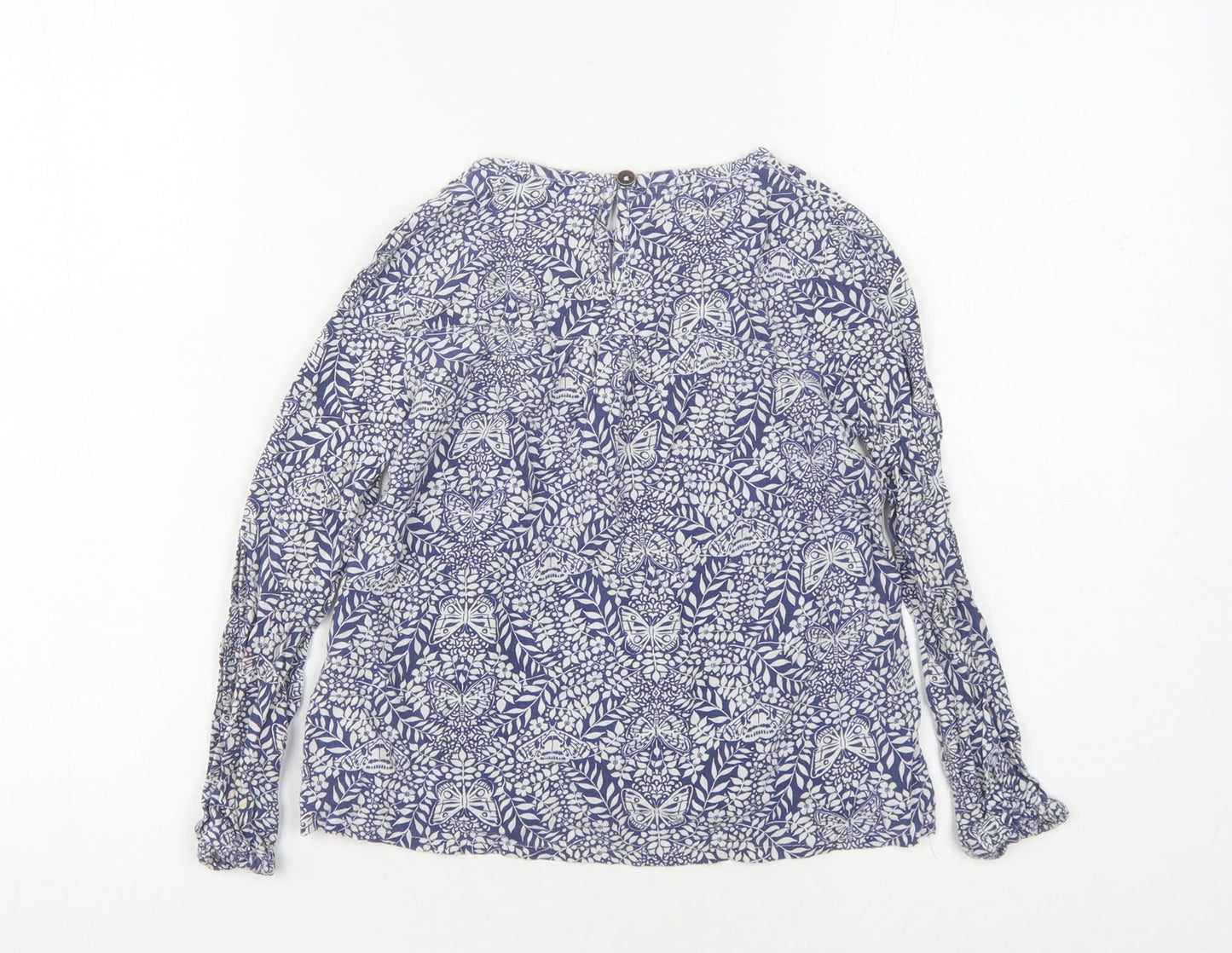 Fat Face Girls' Blue Floral Long Sleeve Blouse 6-7 Years