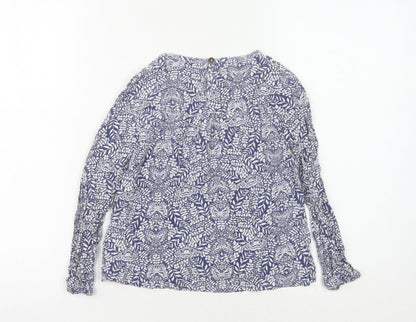 Fat Face Girls' Blue Floral Long Sleeve Blouse 6-7 Years