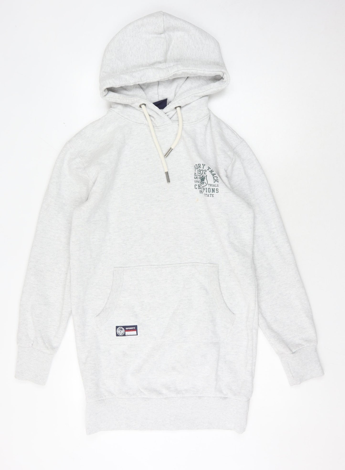 Superdry Women's Grey Hoodie, Size 10, Pullover Style