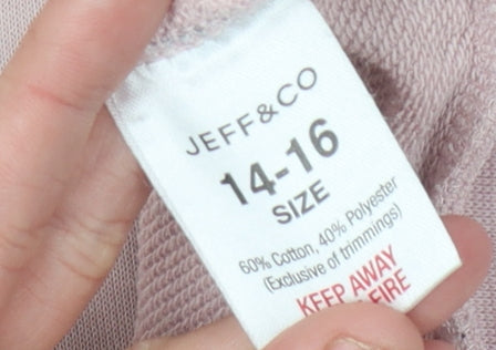 JEFF&CO Women's Pink Pullover Hoodie, Size 14-16, Casual