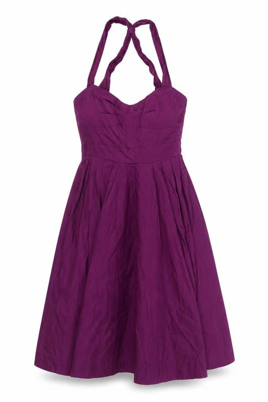 Front view of French Connection Women Purple Sleeveless Cocktail Dress