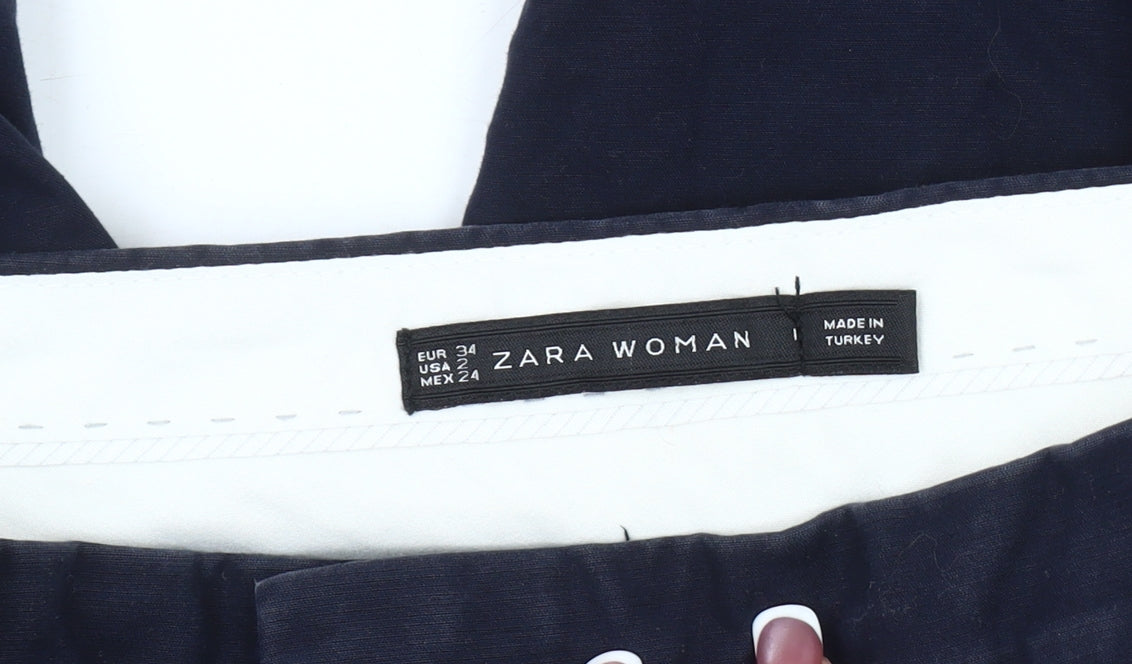 Womens UK Size 6 Zara Regular Fit Chino Black Trousers