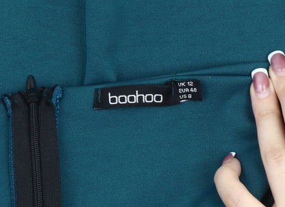 boohoo Women's Green Bodycon Dress, Size 12, Party Wear