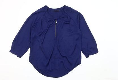 Womens UK Size 14 Marks and Spencer Blue Basic Blouse
