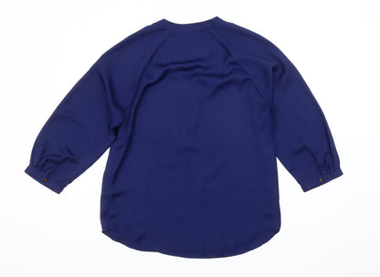 Womens UK Size 14 Marks and Spencer Blue Basic Blouse