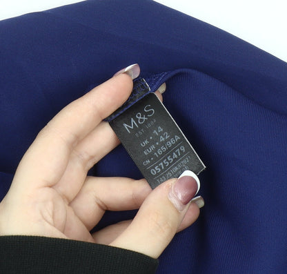 Womens UK Size 14 Marks and Spencer Blue Basic Blouse