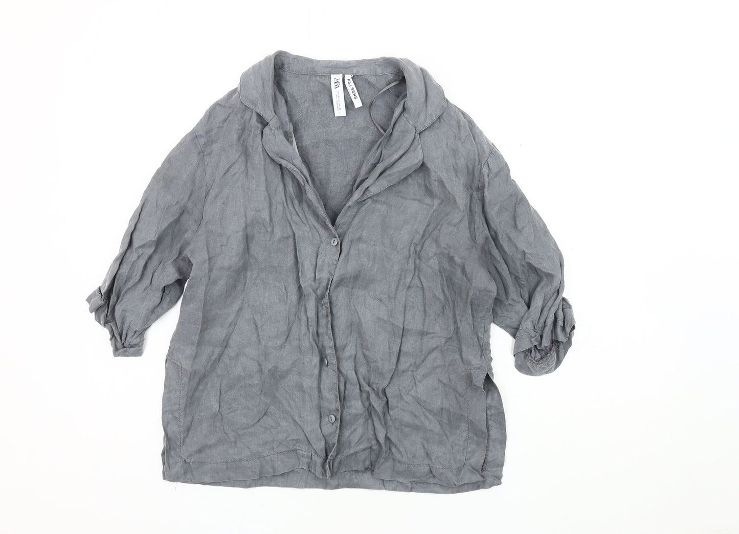Womens UK Size 2XS Zara Grey Basic Blouse