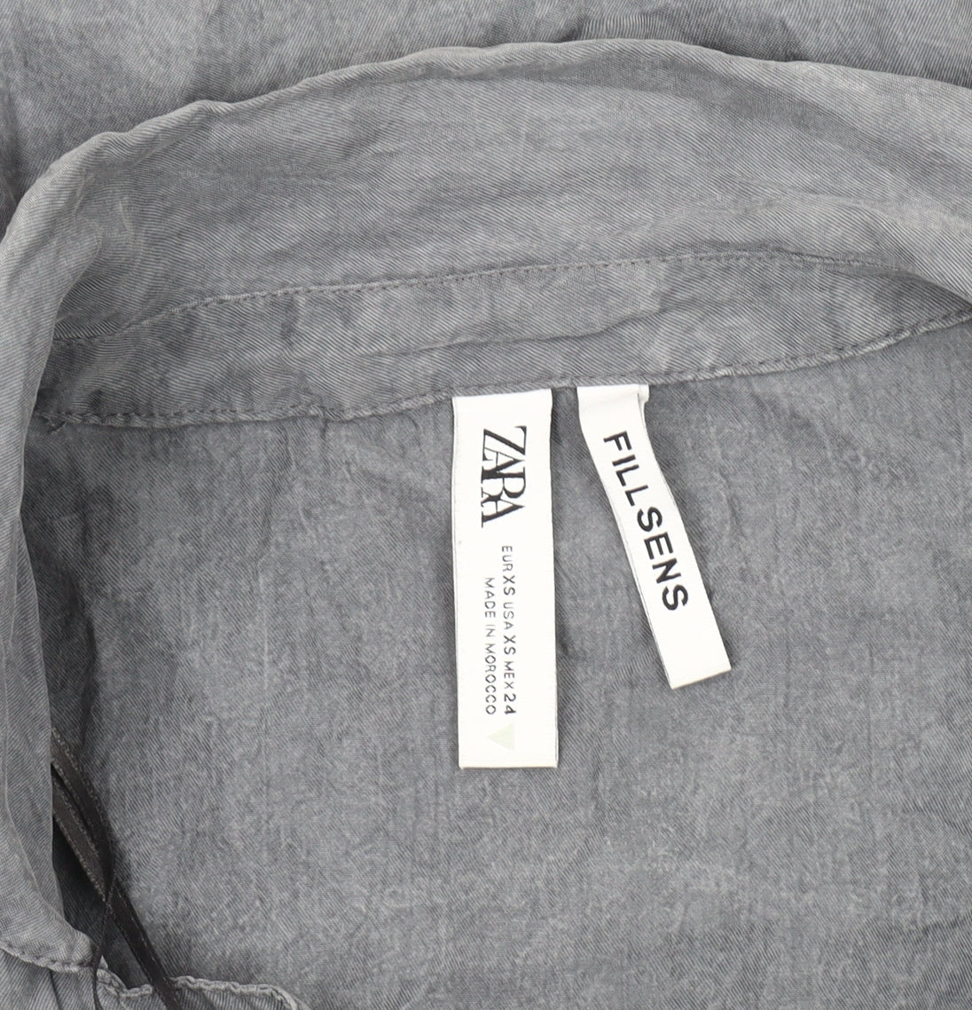 Womens UK Size 2XS Zara Grey Basic Blouse