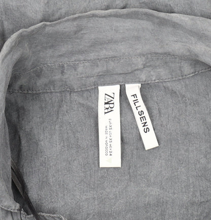 Womens UK Size 2XS Zara Grey Basic Blouse