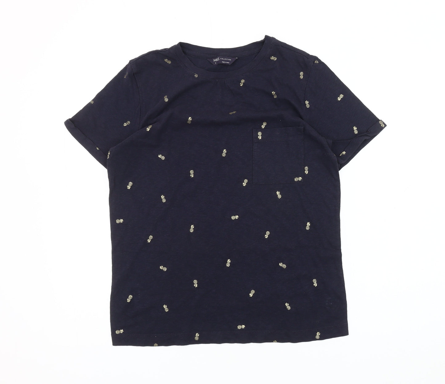 Womens UK Size 8 Marks and Spencer Blue Basic T-Shirt