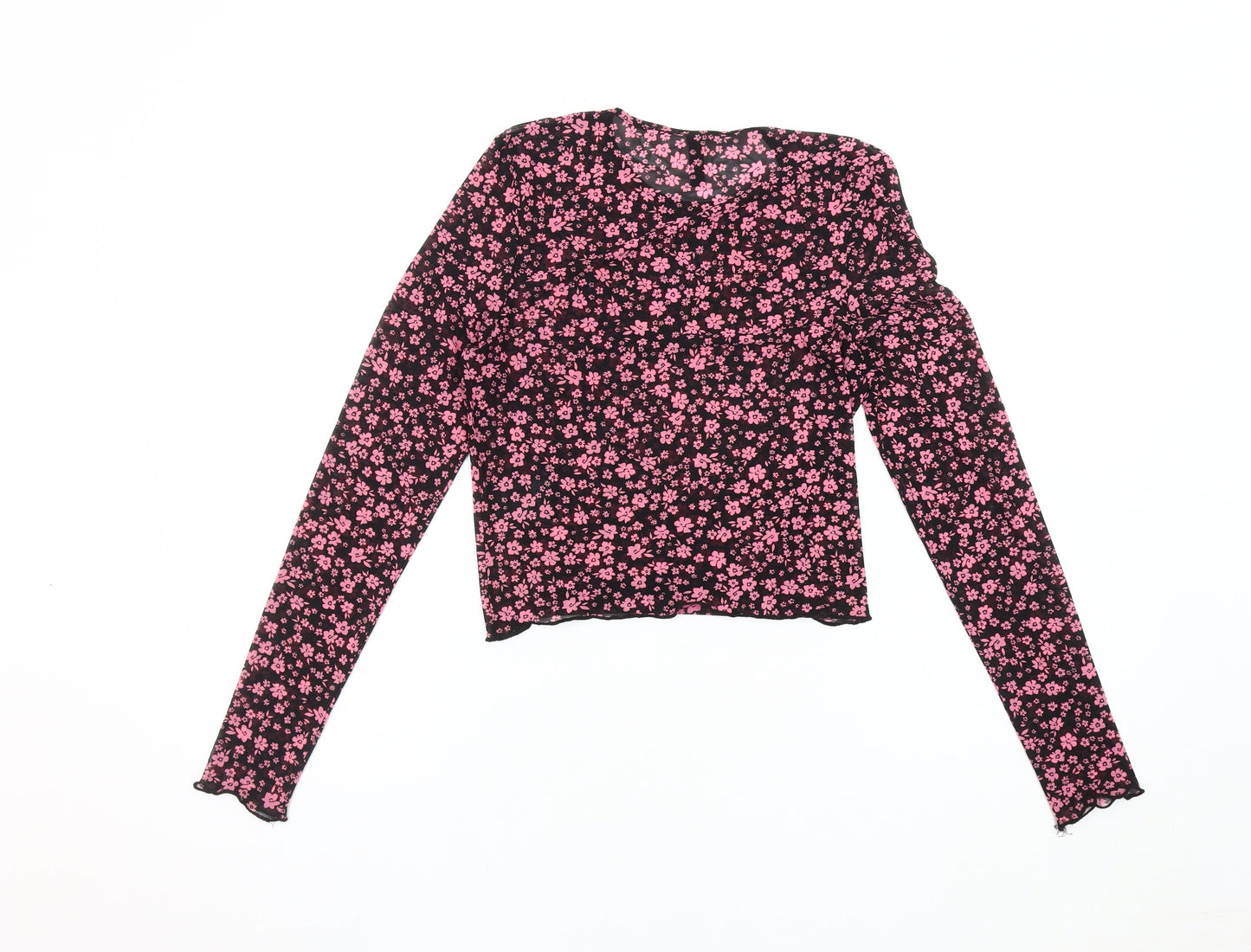 Womens UK Size M H&M Black Cropped Blouse