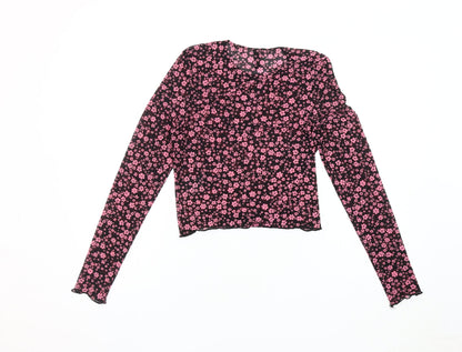 Womens UK Size M H&M Black Cropped Blouse