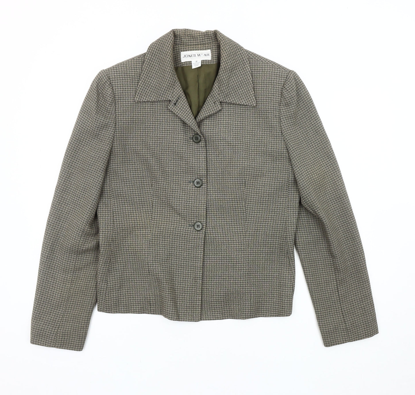 Jones Wear Women's Grey Houndstooth Suit Jacket Size 10