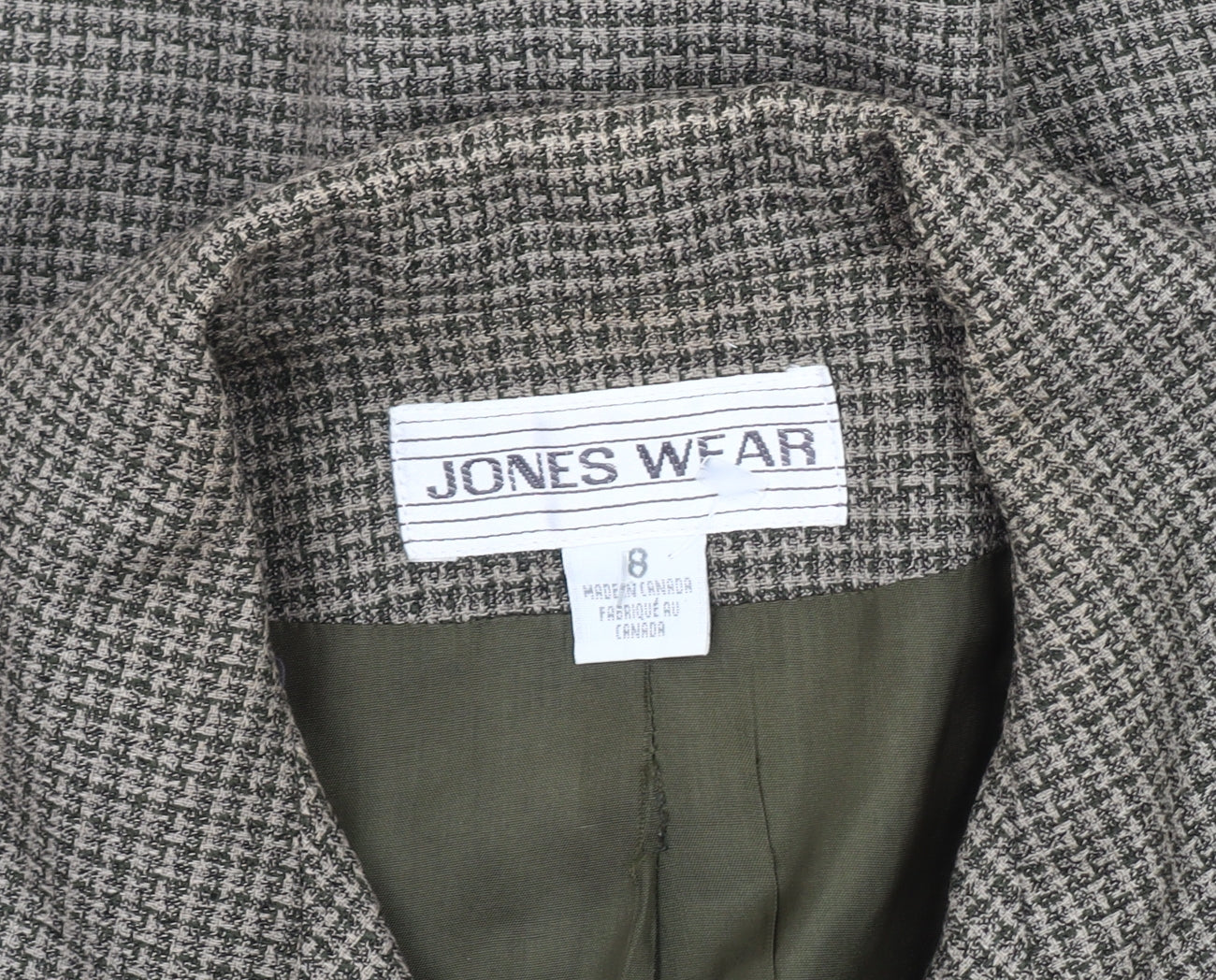 Jones Wear Women's Grey Houndstooth Suit Jacket Size 10