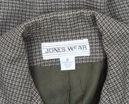 Jones Wear Women's Grey Houndstooth Suit Jacket Size 10