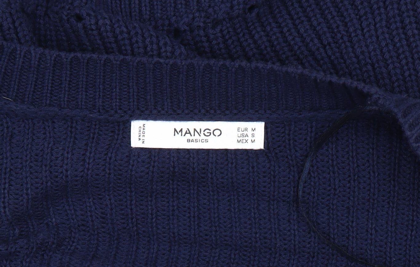 Womens UK Size M Mango Blue Cardigan Jumper