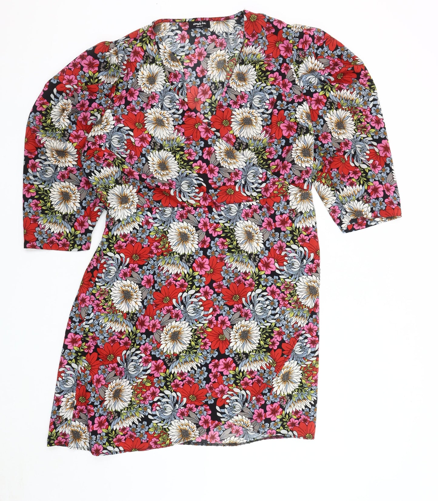 Simply Be Women's Floral V-Neck Dress Size 18