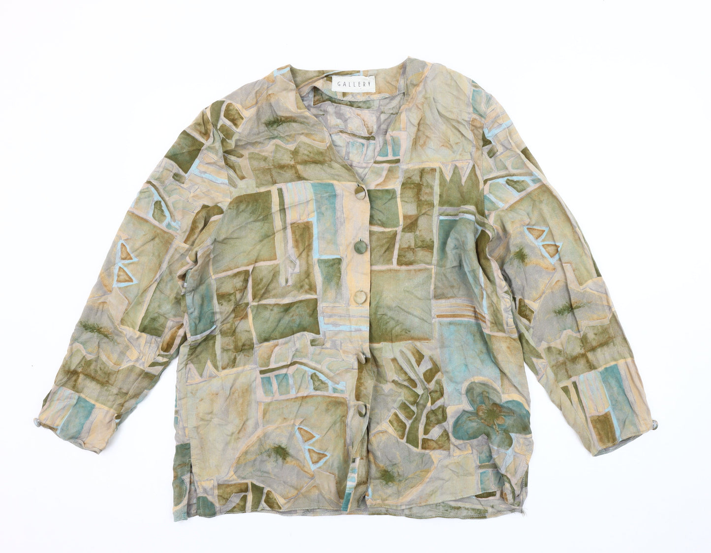 Womens UK Size 10 Gallery Multicoloured Basic Blouse