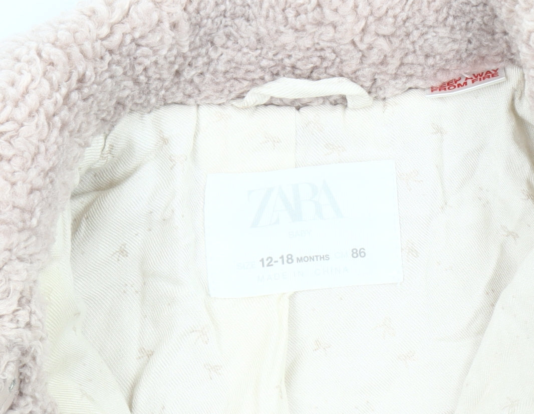 Zara Unisex Beige Coat, 12-18 Months, Lined Winter Essential