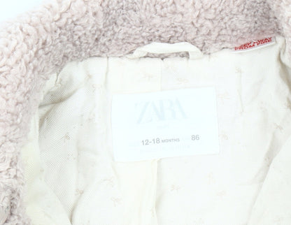 Zara Unisex Beige Coat, 12-18 Months, Lined Winter Essential