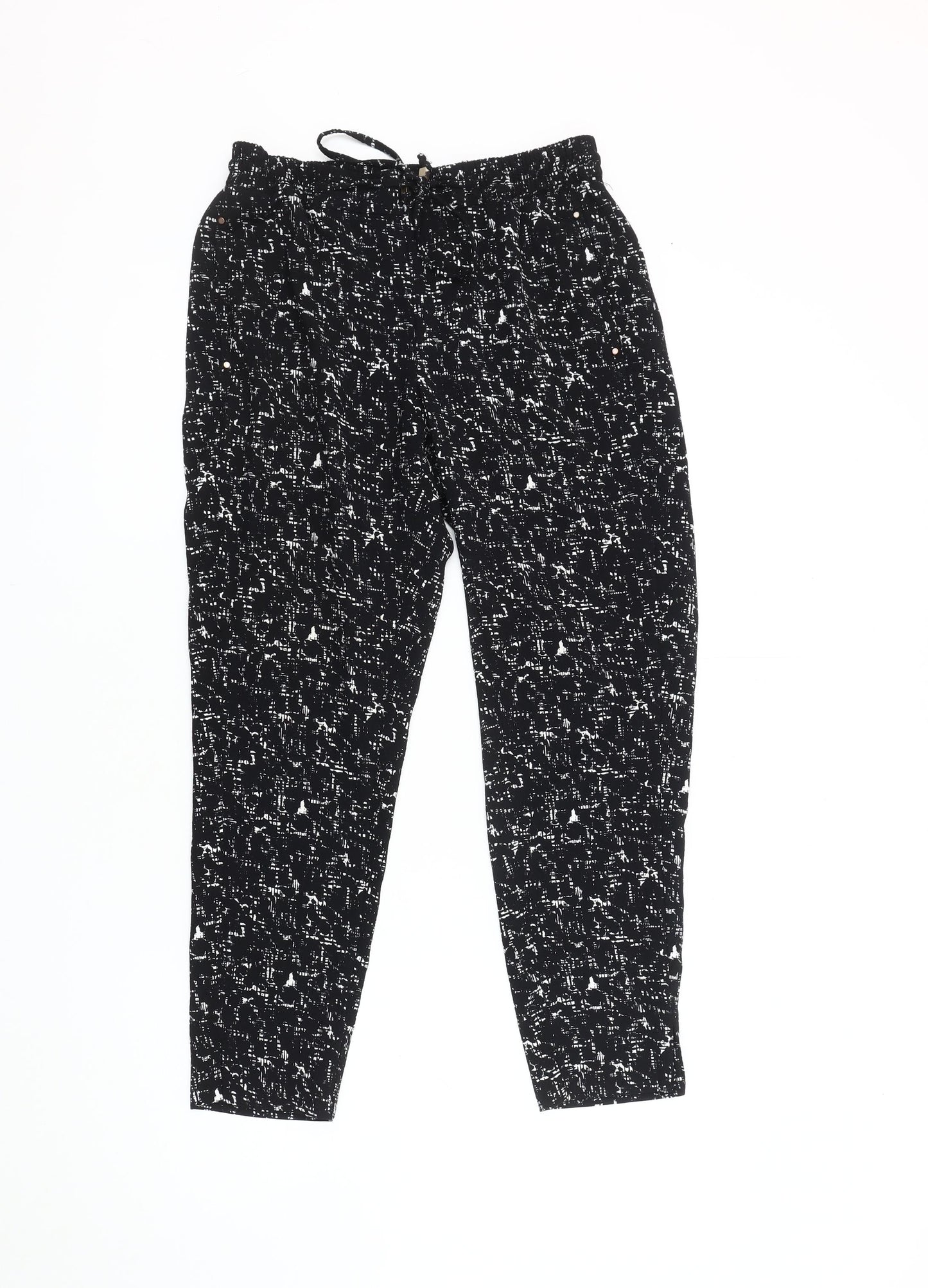 Womens UK Size 8 H&M Relaxed Fit Jogger Black Trousers