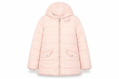 Front view of Marks & Spencer girls’ pink puffer jacket 10-11 years