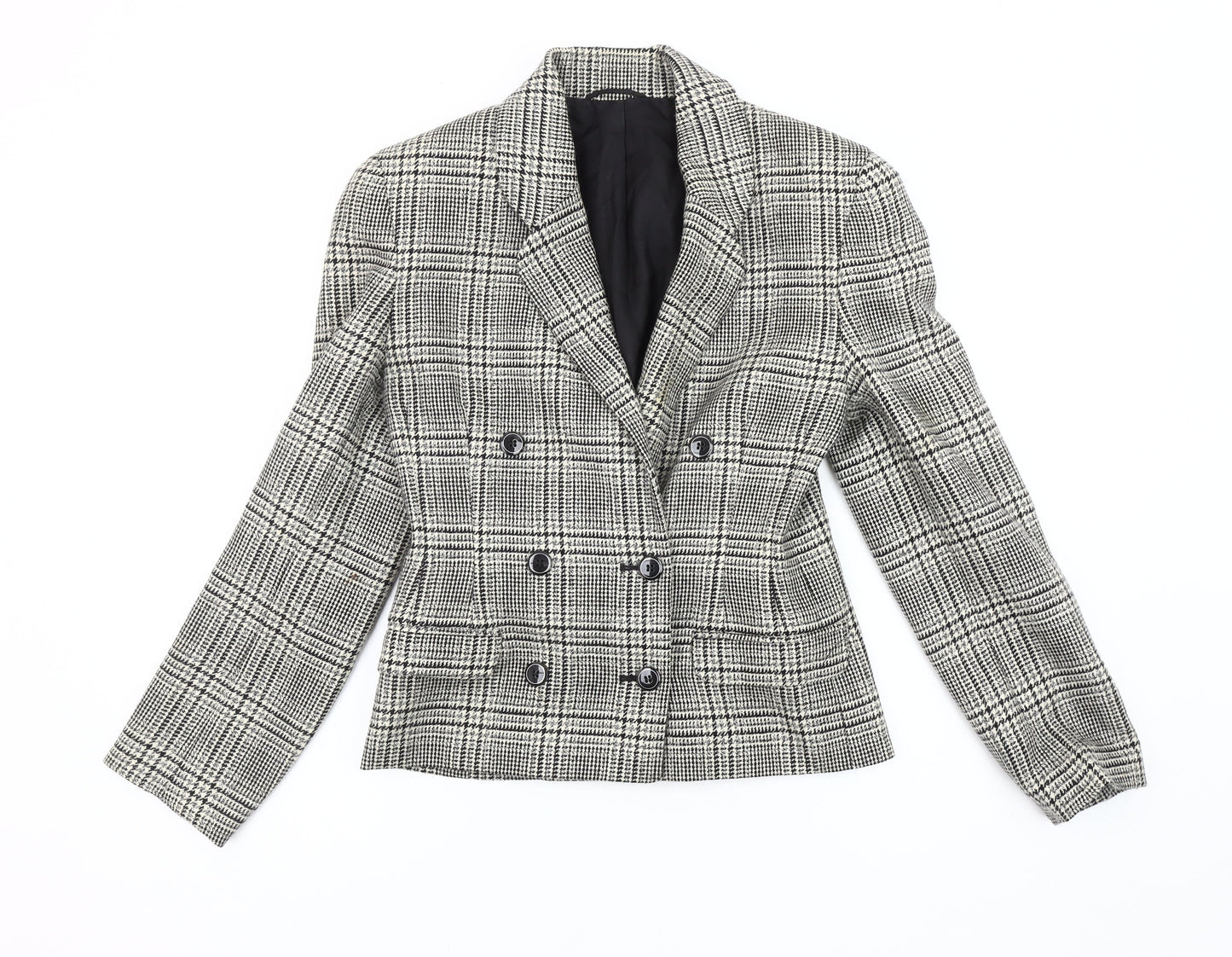 Marks & Spencer Women's Grey Houndstooth Blazer, Size 8