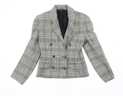 Marks & Spencer Women's Grey Houndstooth Blazer, Size 8