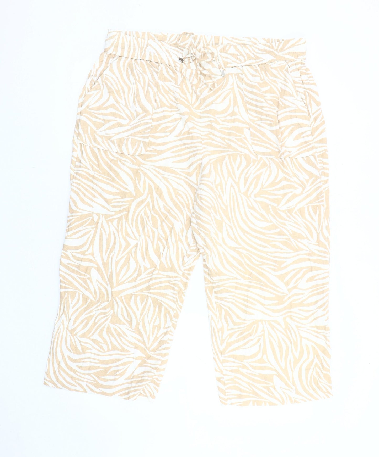 SPIRIT Women's Beige Animal Print Trousers Size 16