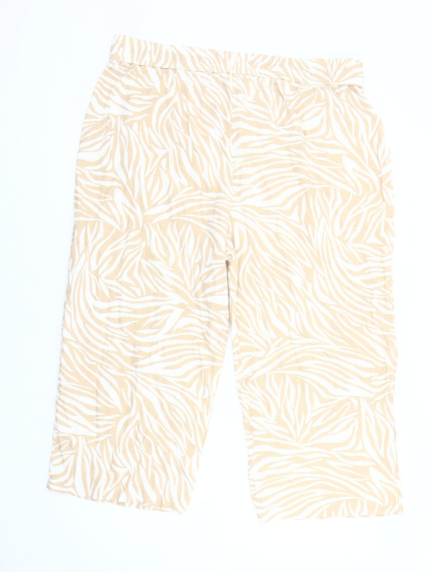 SPIRIT Women's Beige Animal Print Trousers Size 16