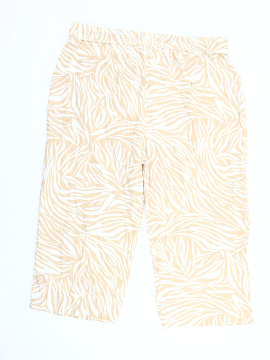 SPIRIT Women's Beige Animal Print Trousers Size 16