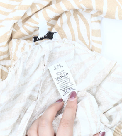 SPIRIT Women's Beige Animal Print Trousers Size 16