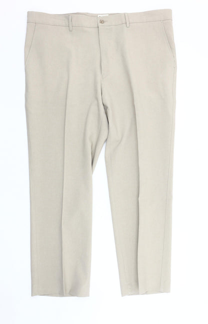 Farah Men's Beige Classic Trousers, Size 42