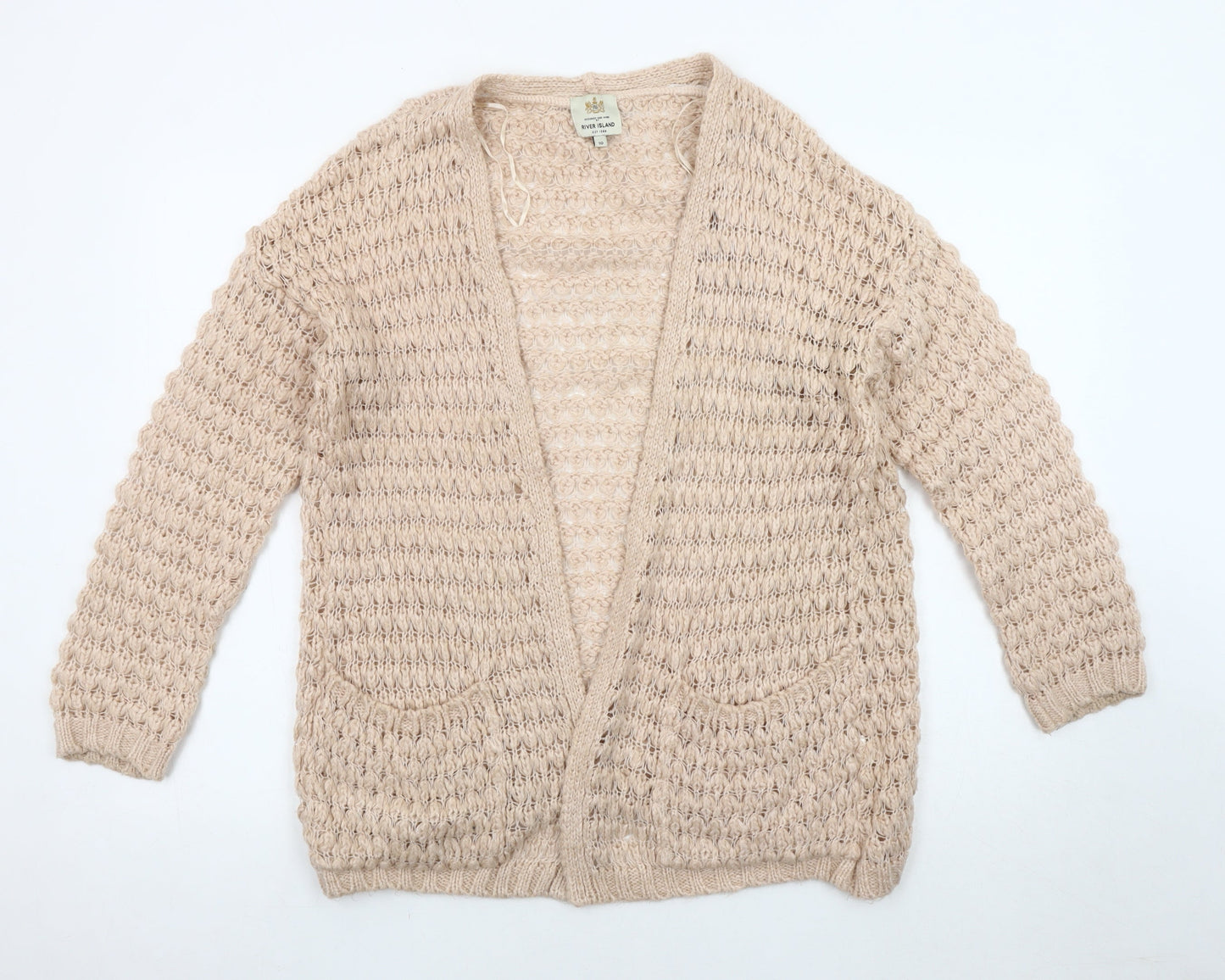 Womens UK Size 10 River Island Beige Cardigan Jumper