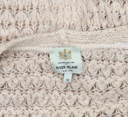 Womens UK Size 10 River Island Beige Cardigan Jumper