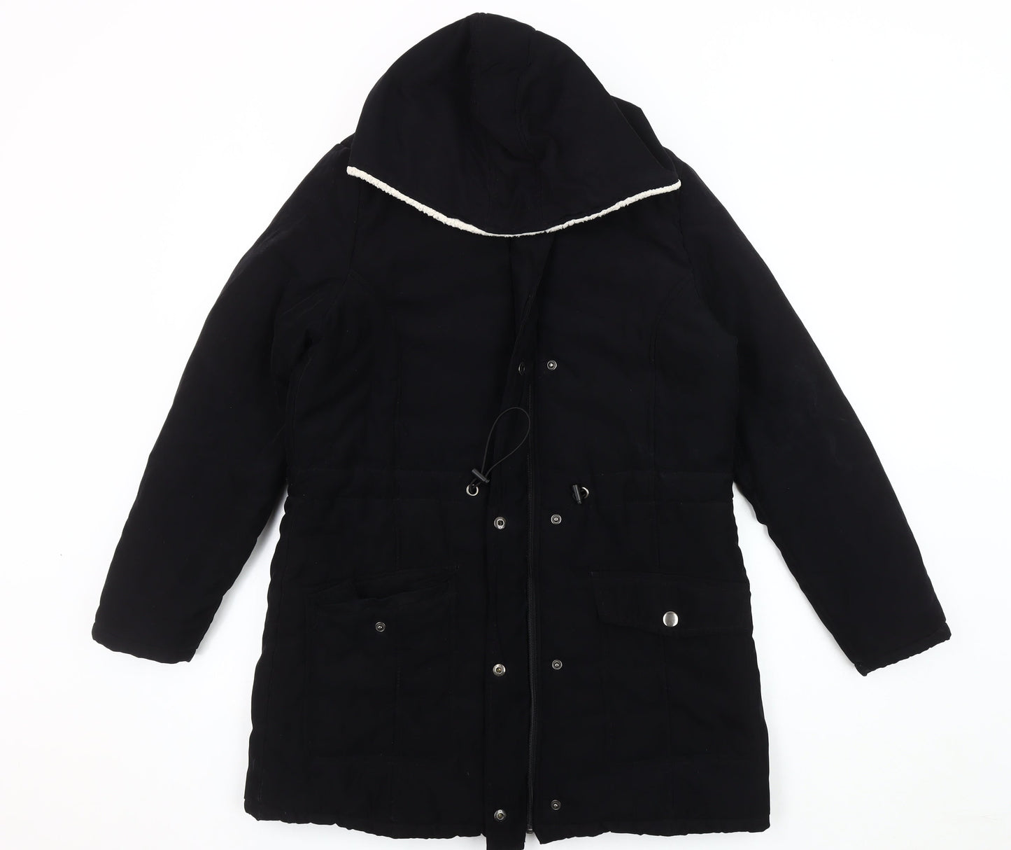 B.YOU Women's Black Hooded Parka Coat Size 12