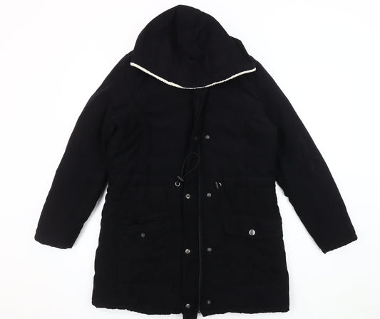 B.YOU Women's Black Hooded Parka Coat Size 12